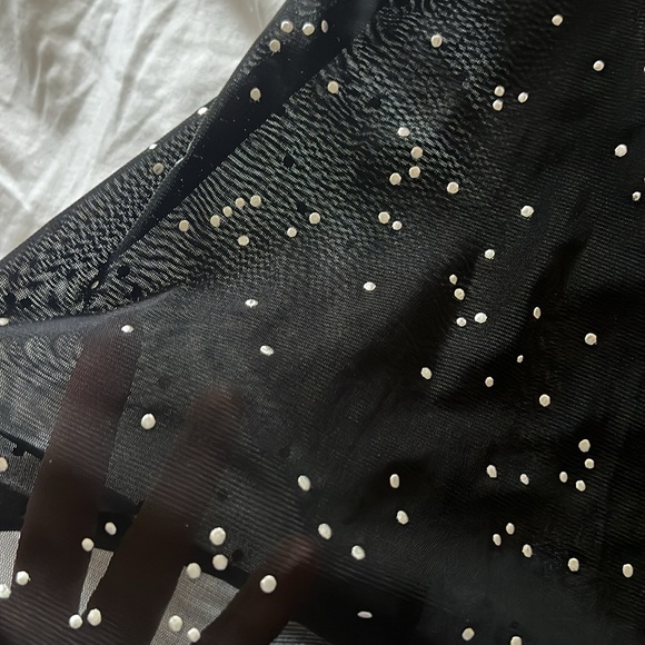 Black sheer flare rave pants with jewels, tight waistband - Picture 3 of 4